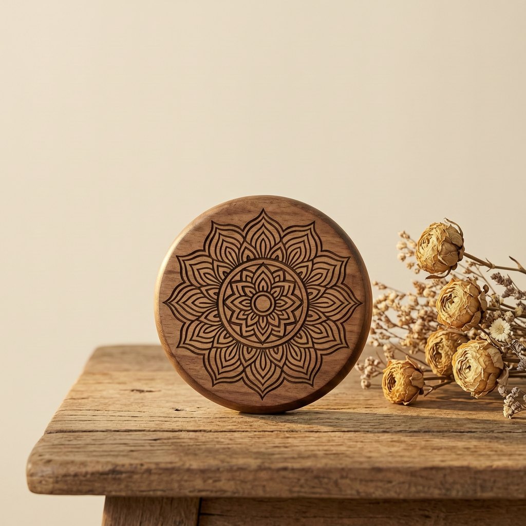Viên gỗ khuếch tán tinh dầu khắc hoa văn mandala